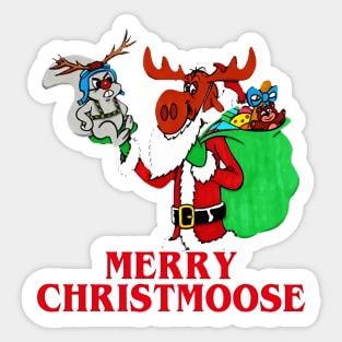 Rocky And Bullwinkle Santa Merry Christmoose Christmas 1 Sticker